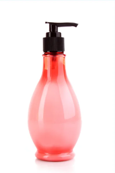 Roze zeep fles op wit — Stockfoto