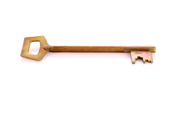 Zlatý klíč, izolované na bílém — Stock fotografie