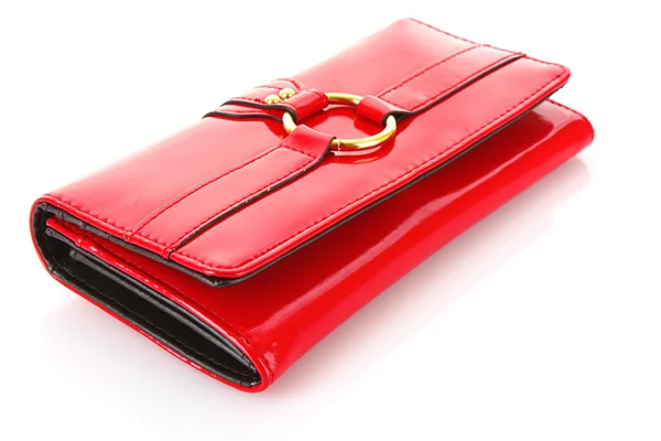 Κόκκινο πορτοφόλι σε λευκό φόντο — Φωτογραφία Αρχείου
