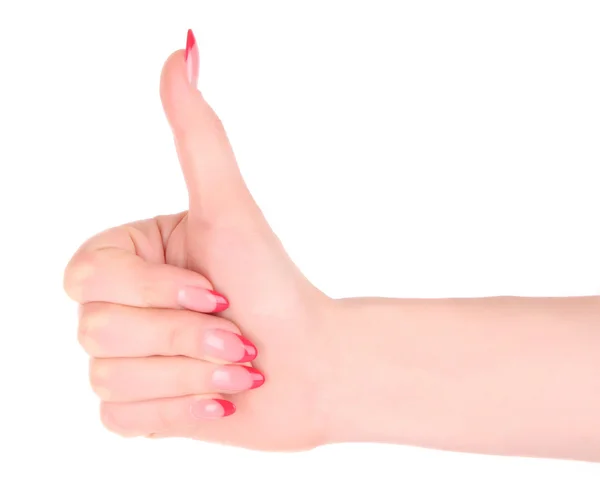 Ok 信号を親指で女の手 — ストック写真