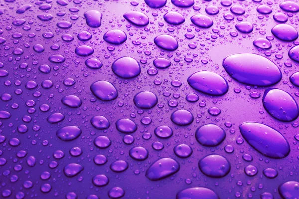 Violet water drops background with big and small drops — Stock Photo, Image