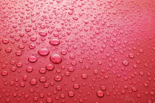 Červená voda klesne pozadí s velkými a malými kapkami — Stock fotografie