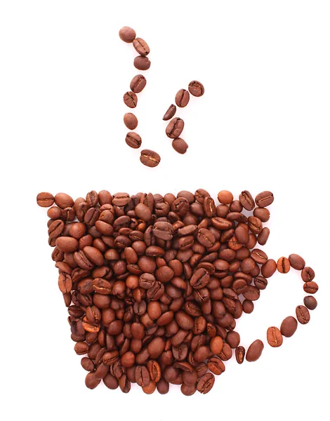 Tasse à café en grains sur fond blanc — Photo