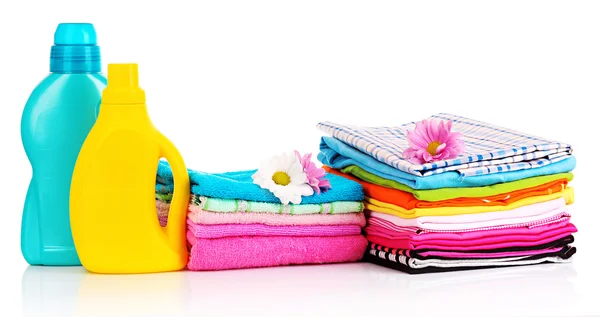 Pile of colorful clothes over white background — Stock Photo, Image