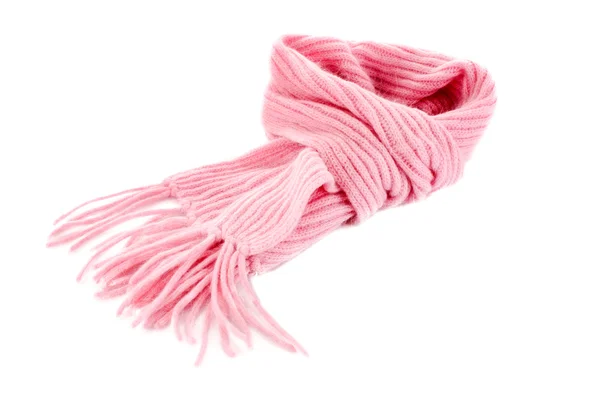 Розовый шарф на белом фоне — стоковое фото