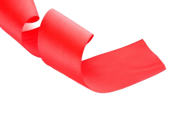 Fita têxtil vermelha isolada sobre branco — Fotografia de Stock