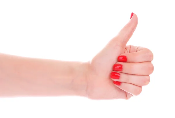 Piękny czerwony manicure izolowany na białym — Zdjęcie stockowe
