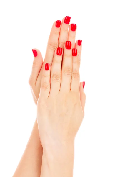 Beautiful red manicure isolated on white — Stock Photo, Image