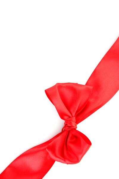 Beautiful red bow on white background