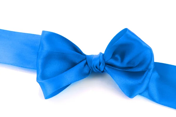 Azul raso arco de regalo aislado en blanco —  Fotos de Stock