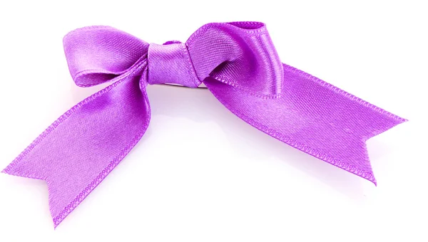 Фиолетовый атласный подарок лук изолирован на белом — стоковое фото