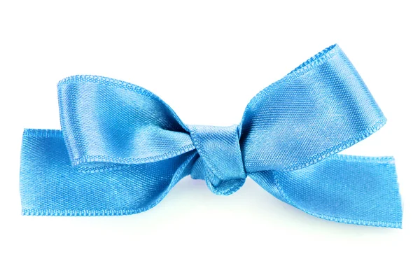 Ruban bleu avec noeud sur blanc — Photo