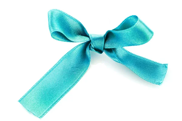 Azul raso arco de regalo aislado en blanco — Foto de Stock