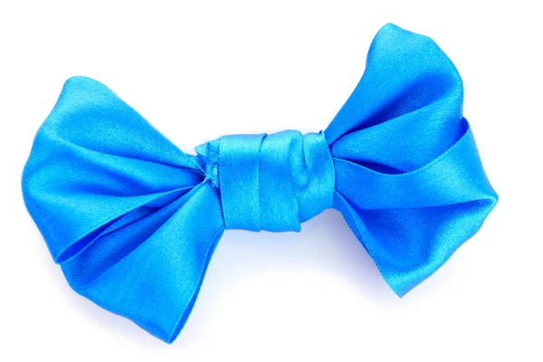 Blue ribbon with bow on white — Stock Photo, Image