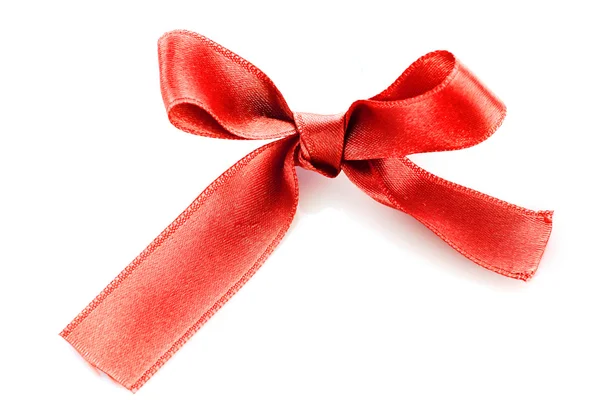 孤立在白色的红色缎礼品蝴蝶结 — 图库照片