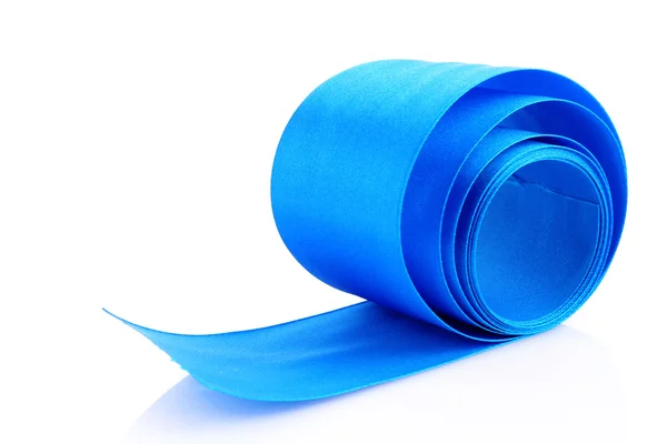 Modrý textilní roll izolované na bílém — Stock fotografie