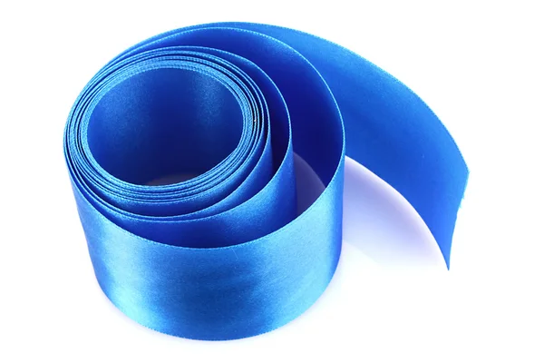 Синій текстильний рулон ізольований на білому — стокове фото