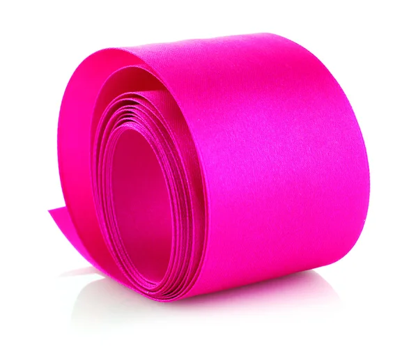 Rolo têxtil rosa isolado em branco — Fotografia de Stock