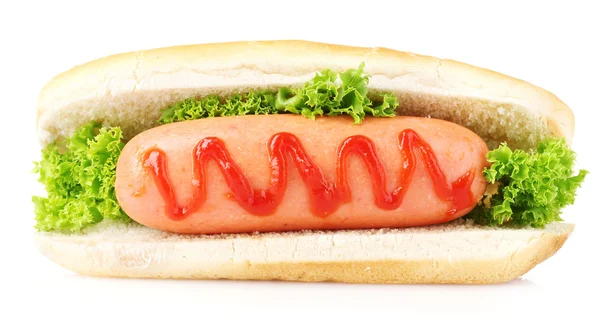 Chutné hot dog izolované na bílém — Stock fotografie