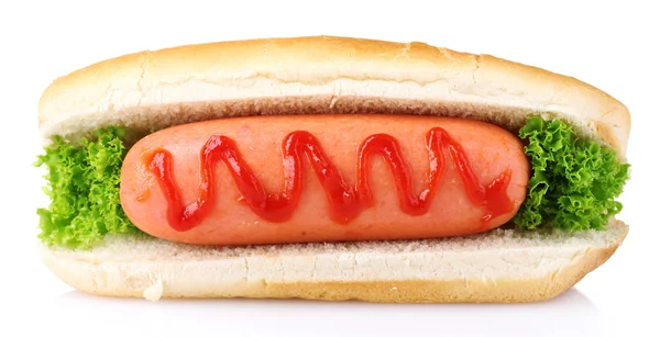 Smaczne hot doga na białym tle — Zdjęcie stockowe