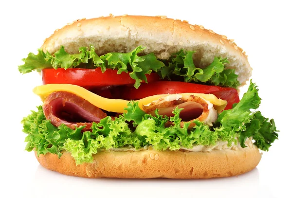 Sabroso sándwich aislado en blanco —  Fotos de Stock