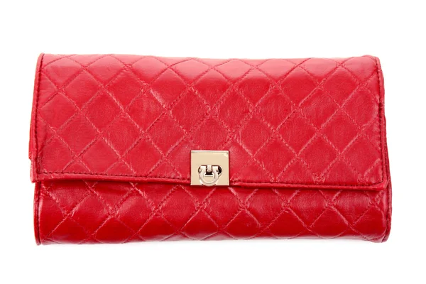 白で隔離される赤の女性のハンドバッグ — ストック写真