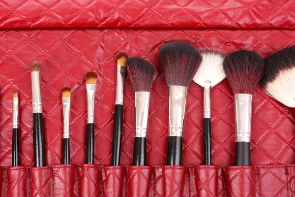 Bag of makeup brushes — Stock Photo, Image