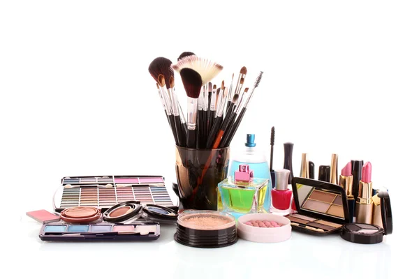 Många färgglada kvinna kosmetika — Stockfoto