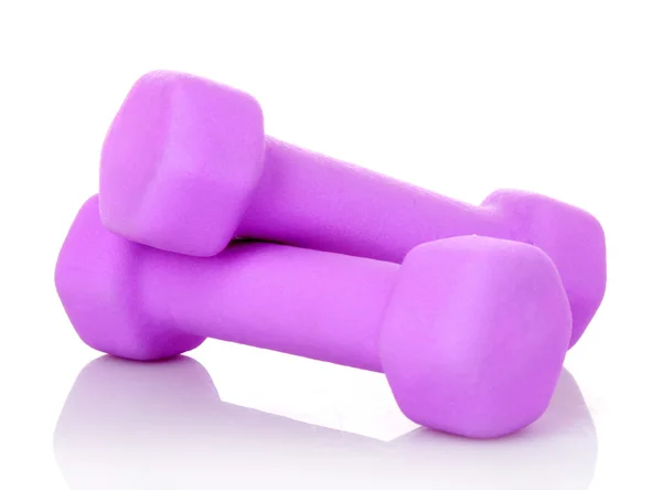 Pink Dumbbells on the white background Stock Photo