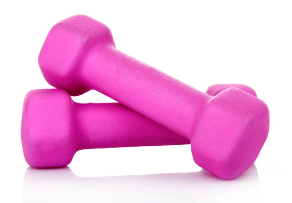 Pink Dumbbells on the white background Stock Picture