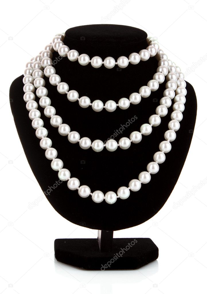 Pearl necklace on black mannequin