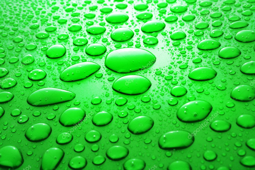 Green water drops background — Stock Photo © belchonock #6667594