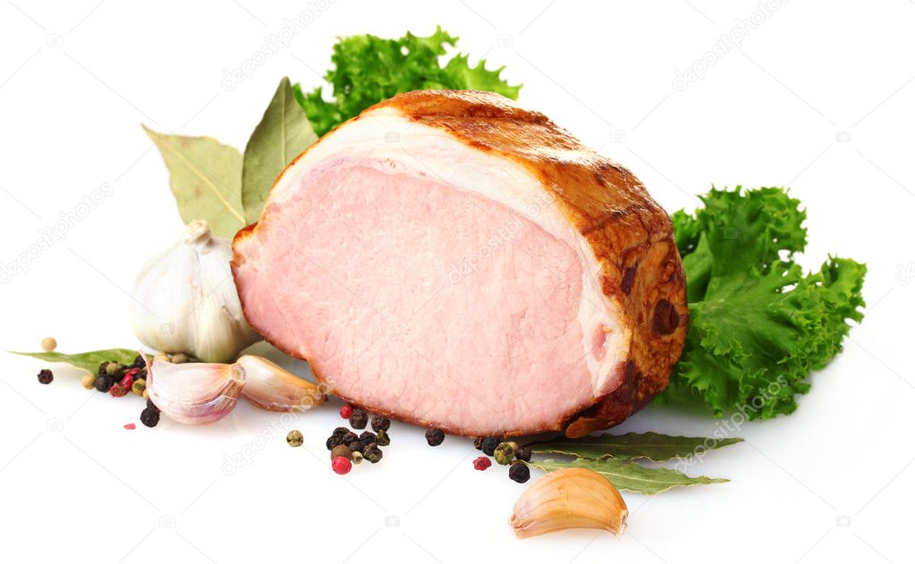 Tasty ham isolated on white