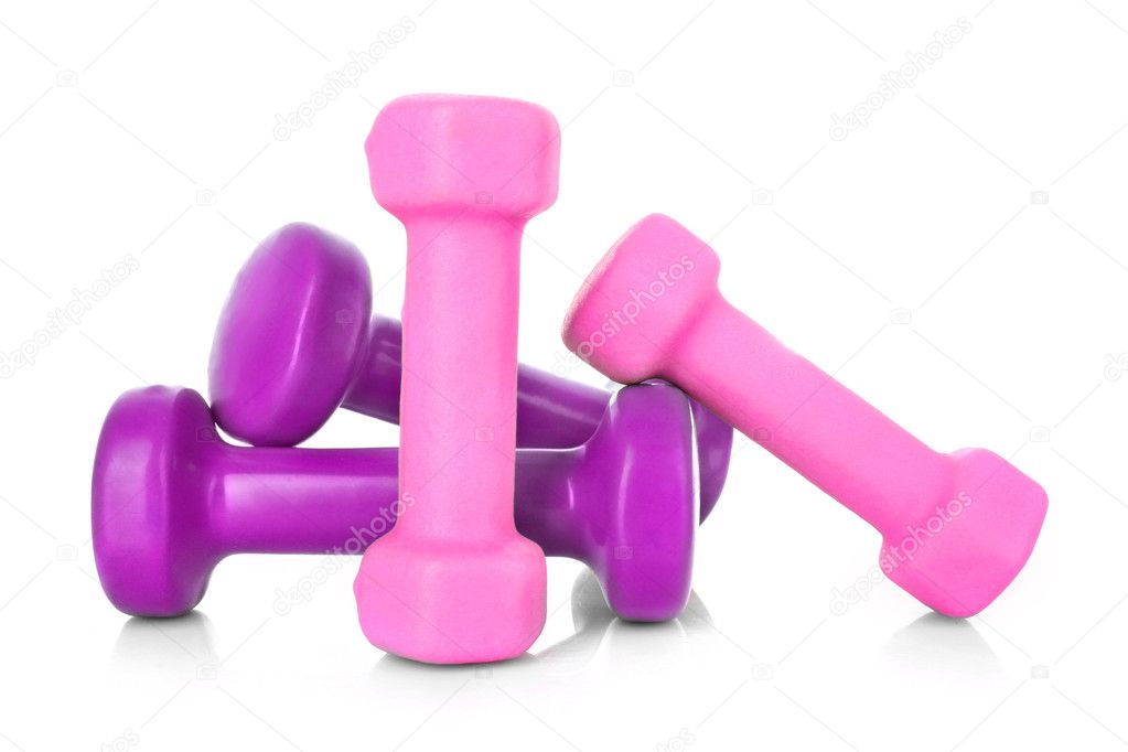 Pink Dumbbells on the white background