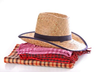 Hat and scarfs isolated on white clipart