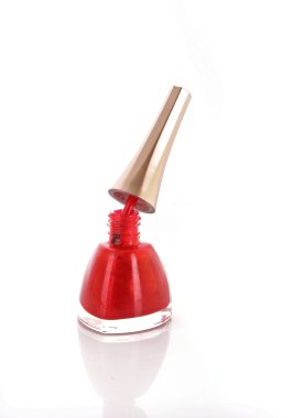 Red nail polish on white background clipart