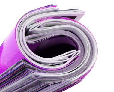 Rolled up magazine on white clipart