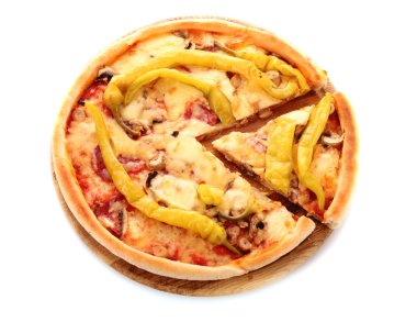 lezzetli İtalyan pizza üzerine beyaz