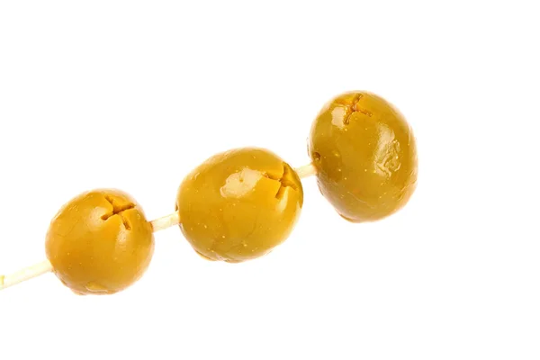 Green olives isolated on white — Stock Photo, Image