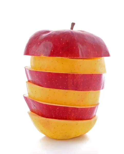 Sliced mixed fruit isolated on white background — Stock Photo, Image