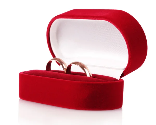 Anillos de boda en una caja de regalo — Foto de Stock