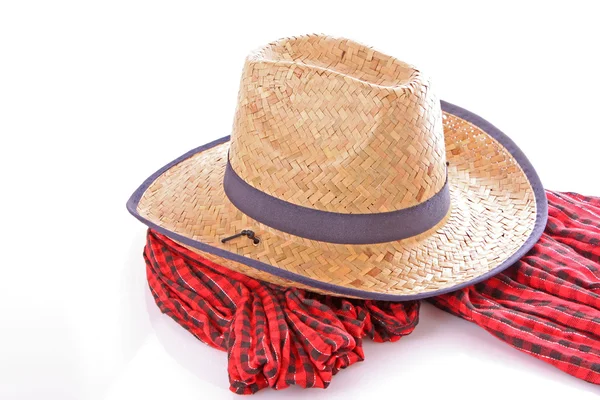 Sciarpa e cappello da cowboy su bianco — Foto Stock