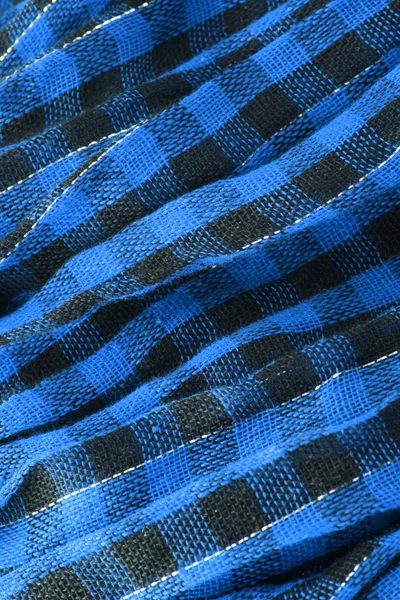 Close-up van blauwe tartan weefsel — Stockfoto