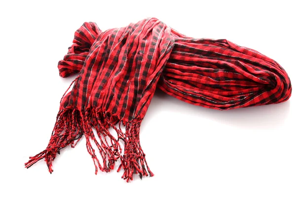 Vintern varm röd halsduk över vita — Stockfoto
