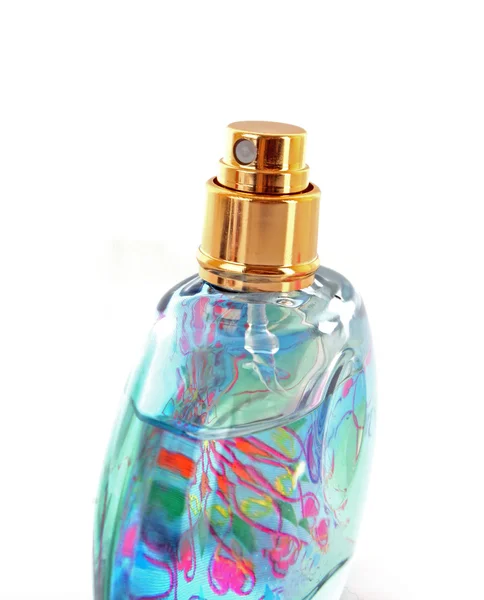 Garrafa de perfume sobre branco — Fotografia de Stock