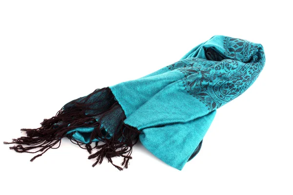 Blauwe vrouwelijke sjaal geïsoleerd op witte achtergrond — Stockfoto