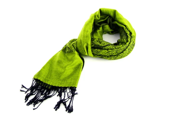 Green female scarf isolated on white background — Stock Photo, Image