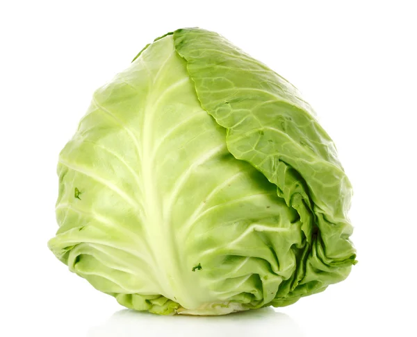 Green cabbage isolated on white background — Stock Photo, Image
