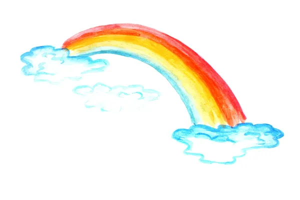 Los niños el dibujo del arco iris sobre el papel —  Fotos de Stock