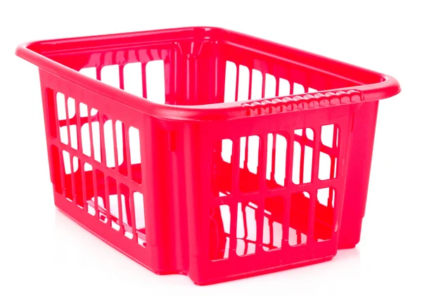 Boîte de rangement en plastique rouge isolée sur blanc — Photo